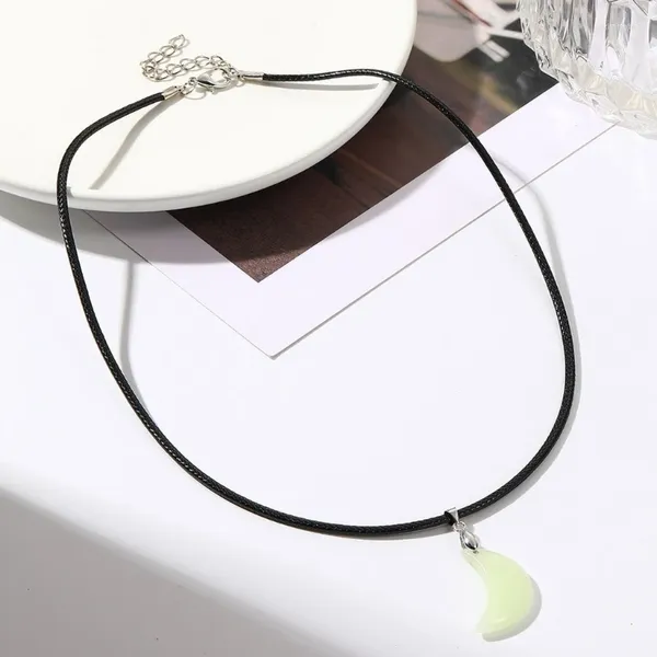 Collane con ciondolo Fungo luminoso verde Amore - Collana coppia esagonale Pietra naturale Regalo di gioielli di moda geometrici