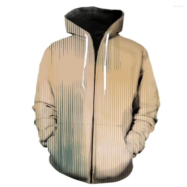 Erkek Hoodies French Style Stripe Fermuar Hoodie 3D Baskı Kaput Ceketleri Unisex Sıradan Uzun Kollu Serin 2023 Büyük Boy Üstler