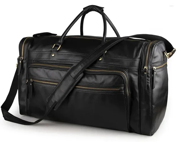 Duffel Taschen Mode Echtes Leder Männer Reise Handtasche Handgepäck Tasche Männlich 58 cm 17 Zoll Laptop Büro Tote Große Wochenende