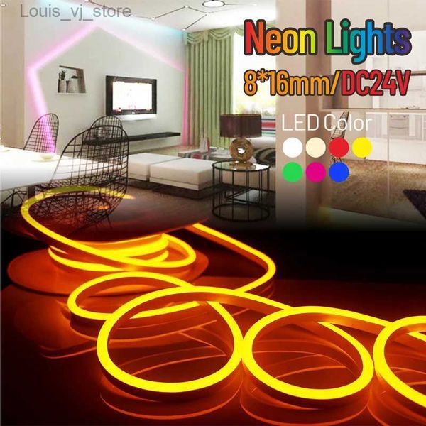 LED Neon Sign DC24V LED Strip Flexível Neon Light À Prova D 'Água IP65 Luces Led Fita Corda Escurecimento Flex Tube Tape Room DIY LED Branco Vermelho Azul YQ231201