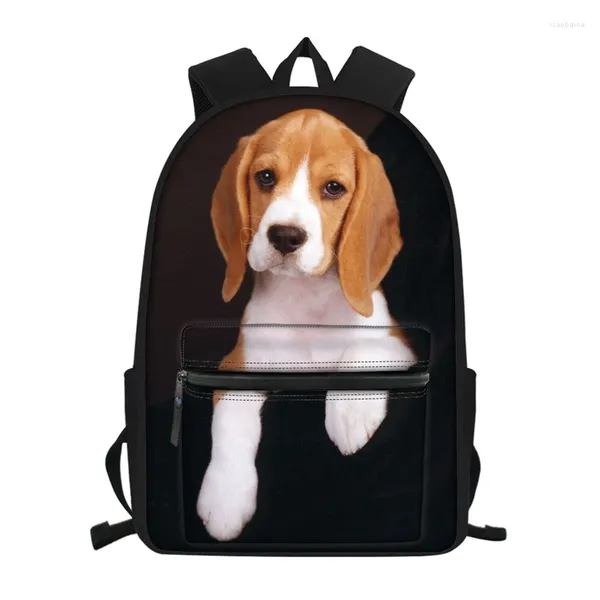 Borse da scuola Borsa per bambini Beagle Stampa 3D Zaino per bambini Ragazzi Ragazze Libro Regalo per bambini Zaini Zaino Bookbag Mochila Escolar