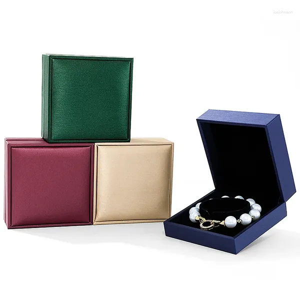 Bolsas de jóias escovado couro pulseira caixa caixas de presente para pulseira preto azul vermelho lotes por atacado