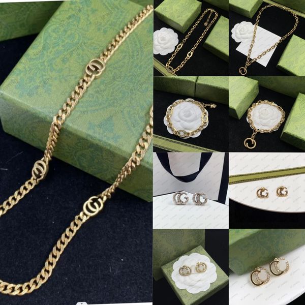 Gold Designer Anhänger Halskette Männer Halskette Frauen Armband und Ohrringe G Schmuck Mode Halskette Geschenk mit Kasten