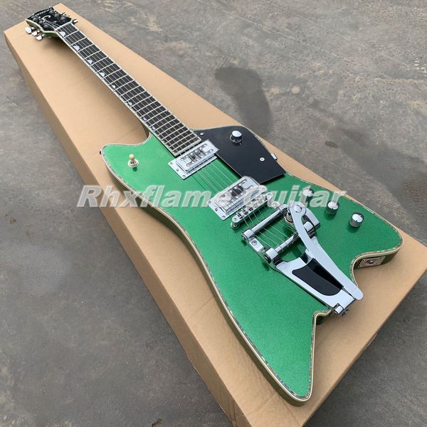 Disponibile G6199 Billy Bo Jupiter Metallic Green Thunderbird Chitarra elettrica Abalone Body Neck Binding Bigs Tremolo Tailpiece Chrome Hardware