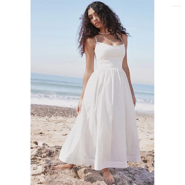 Повседневные платья Zoctoo, длинное сексуальное облегающее платье с открытой спиной, модное подвесное летнее женское милое пряное французское белое платье