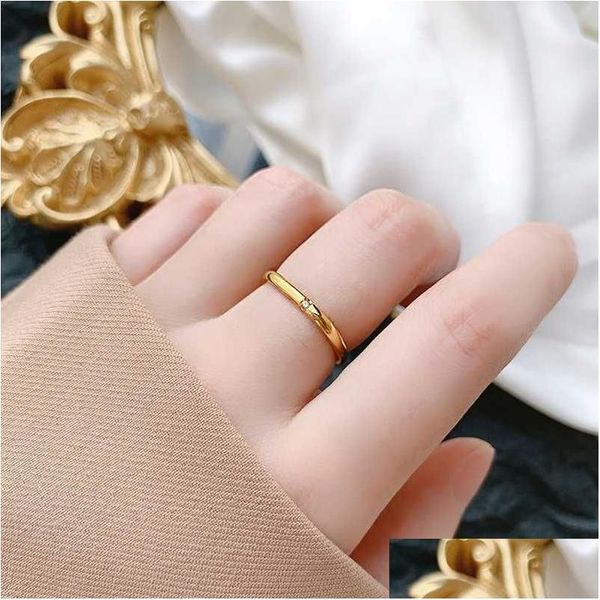 Charm-Ringe, die Mode Allmatch-Persönlichkeit Square Plain Ring Zirkon Paar Strass Beautif Small Band Gothic Drop Lieferung JDH3FI verkaufen