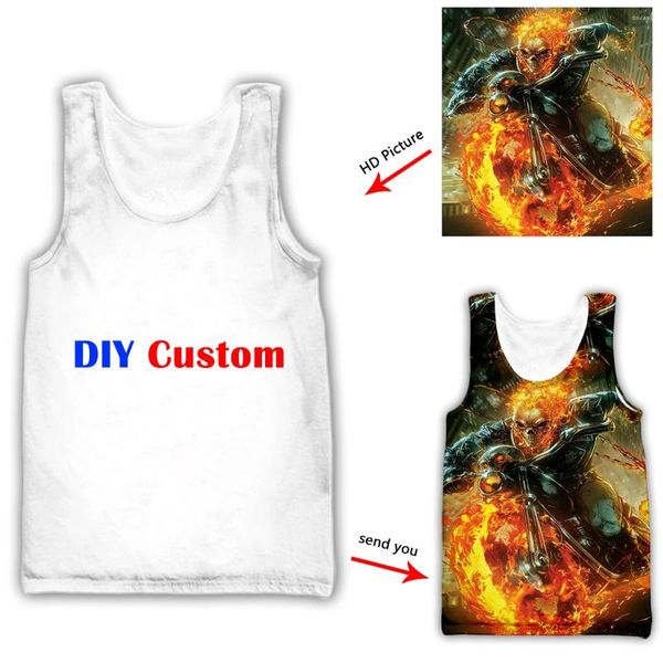 Tanques masculinos 3D Imprimir DIY Design Personalizado Mens Womens Impresso Colete Casual Personalizado Personalizado Moda Sem Mangas Camisa Gota