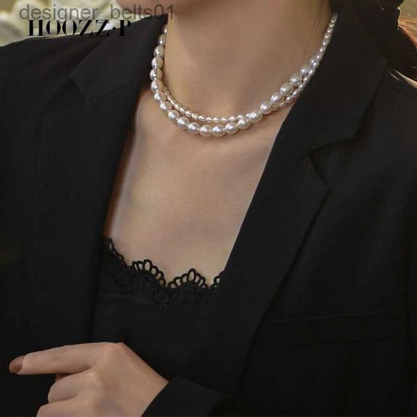 Girocolli Collana di perle di lusso Perle d'acqua dolce naturali Multistrato 2 file Riso Girocollo per donne da sposa Set di gioielli all'ingrosso NewL231201