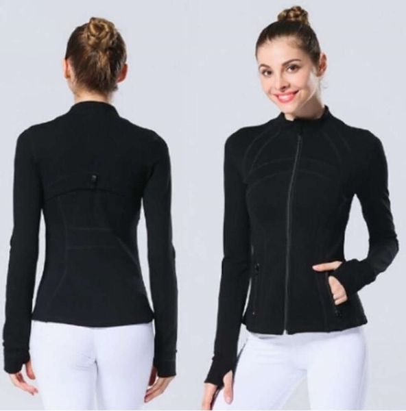 LL Chaqueta de yoga para mujer Definir entrenamiento Abrigo deportivo Fitness Deportes Ropa deportiva de secado rápido Top Sudadera con cremallera sólida Ropa deportiva Venta caliente LU-084