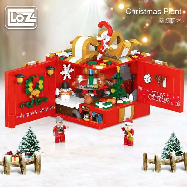 Weihnachtsspielzeug liefert Loz Weihnachtsgeschenkbox aus kleinen Partikeln zusammengebautes Bausteinspielzeug Weihnachtspuzzle-Montage 231129