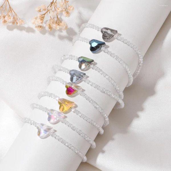 Filo di moda braccialetto di perline di cristallo per le donne cuore lucido farfalla fascino vetro braccialetti cechi ragazza gioielli fatti a mano femminile