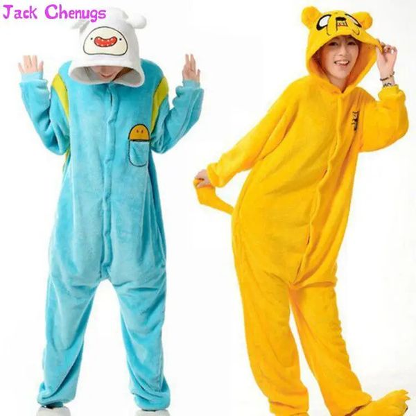 Damen-Nachtwäsche, Kigurumi-Einteiler für Erwachsene, Finn und Jake, Abenteuer-Kostüm, gelber Hunde-Pyjama, Tier-Halloween-Party-Overalls, Kigurumi-Pyjama 231130