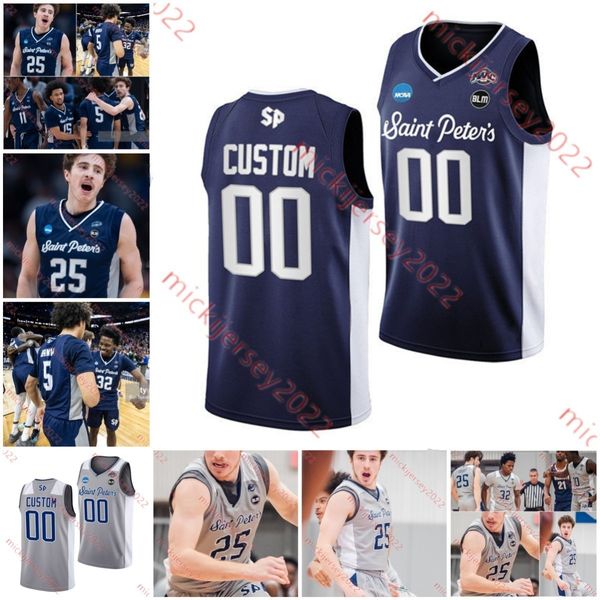 Saint Peter's Peacocks Basketballtrikot Marcus Randolph Roy Clarke Armoni Zeigler Michael Houge Elijah Perkins Elijah Wood Jaheim Tanksley Custom Herrentrikots