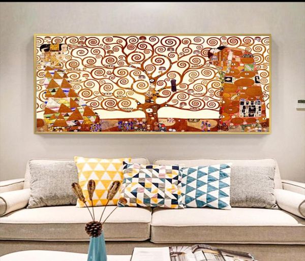 Arte de parede moderna árvore da vida gustav klimt quadros de parede para sala de estar pintura em tela decorativa arte impressa drop2807090