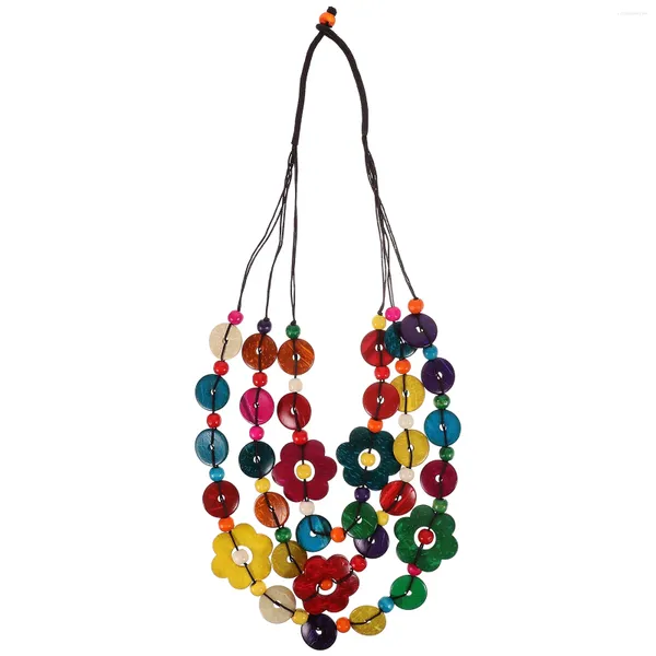 Ожерелья с подвесками, винтажное африканское ожерелье в богемном стиле, многослойное ожерелье с цветком и бисером, пляжные этнические украшения из ракушек для дам