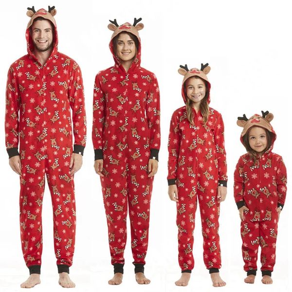 Aile Eşleşen Kıyafetler Noel Pijama Tulum Baba Baba Oğul Anne Kızı Romper Hooded Bakım 231201