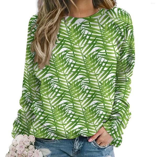 Hoodies femininos planta verde feminino folhas frondes hip hop casual moletom com capuz manga longa y2k roupas personalizadas tamanho grande 2xl 3xl