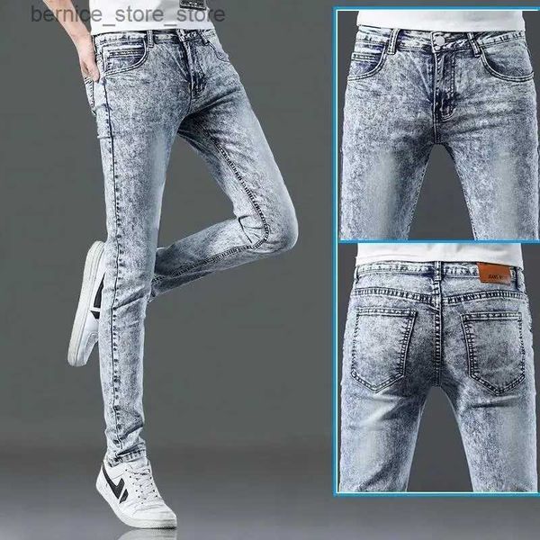 Männer Hosen 2023 Neue Koreanische Luxus Designer Schneeflocke Blau Jeans für Männer Casual Frühling Herbst Denim Cowboy Länge Enge dünne Denim JEANS Q231201