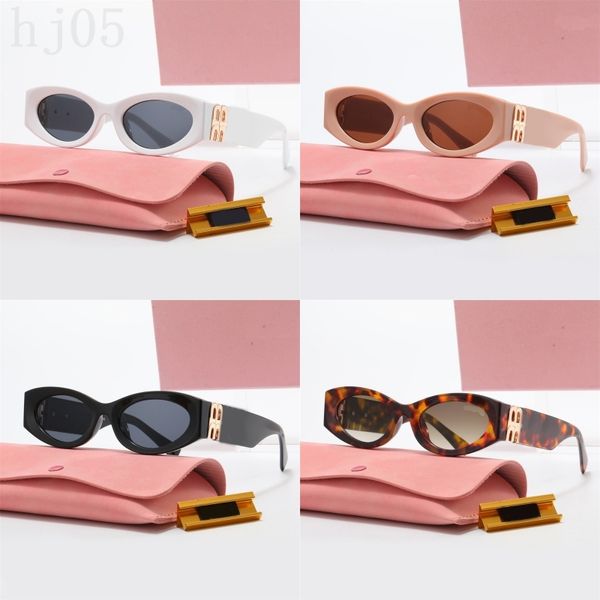 Pequenos óculos de sol de grife para mulheres miu óculos de sol de luxo moldura oval preto branco vermelho óculos lunette clássico senhora designer óculos na moda simples hj07