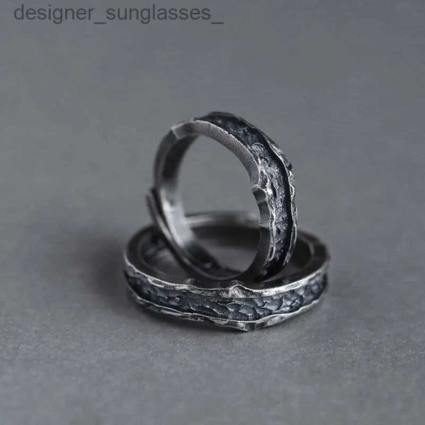 Anelli a fascia I nuovi anelli metallici retrò femminili e maschili promettono anelli di fidanzamento alla moda coppie punk fedi nuziali regaliL231201