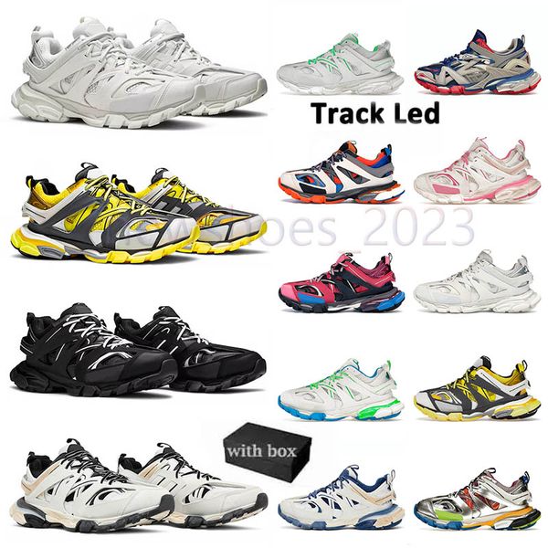 Männer Frauen Track 3 3.0 Tess LED leuchten weiß beleuchtete schwarze Gomma-Lederschuhe Nylon bedruckte Plattform Grau Beige Rot Abendschuhe Größe 36-45