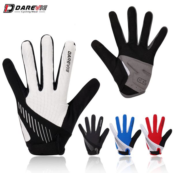 Luvas esportivas Darevie Ciclismo Luvas de Dedo Cheio Taiwan Importado Gel Pad Homens Mulheres Luvas de Ciclismo À Prova de Choque Suor Respirável Luvas de Bicicleta 231201