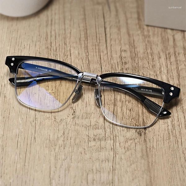 Óculos de sol quadros marca design na moda sobrancelha linha óculos quadro para homens acetato de titânio óculos quadrados mulheres óptica miopia eyewear