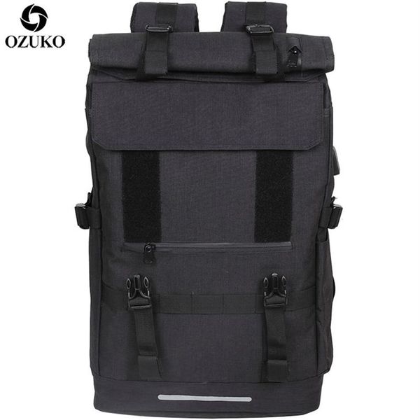 Ozuko 40L Büyük Kapasiteli Seyahat Sırt Çantaları Erkekler USB Ücret Dizüstü Bilgisayar Sırt Çantası Gençler için Çok Fonksiyonlu Seyahat Erkek Okul Çantası 211203248m