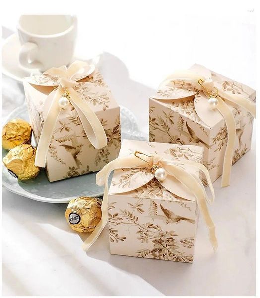 Confezione regalo 20/50 pezzi Contenitore di caramelle per matrimoni Nastro Confezione regalo Bomboniere per cioccolato Scatole regalo per ospiti Riciclabile Facile da piegare