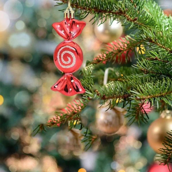 Decorazioni natalizie per feste, caramelle finte, ornamenti per alberi di Natale dai colori vivaci, appesi festivi con design a cordino per il set