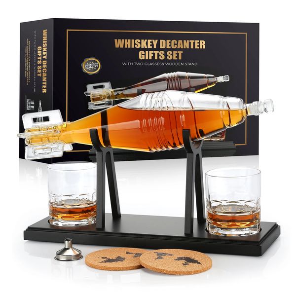 Strumenti da bar Decanter per whisky con 2 bicchieri Set Caraffa per whisky da 27 Oz Regali per vino per uomini Babbo Natale 231130