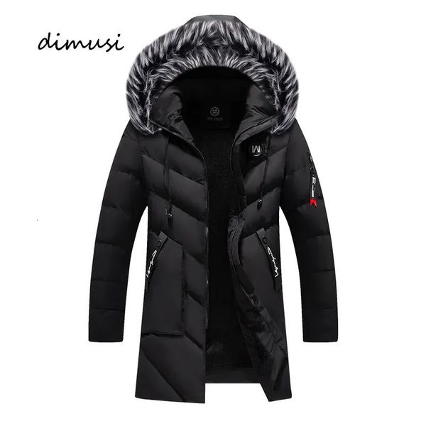 Jaquetas masculinas Dimusi inverno longo jaqueta moda homens gola de pele térmica parkas casacos clássicos casual quente windbreaker acolchoado roupas 231130