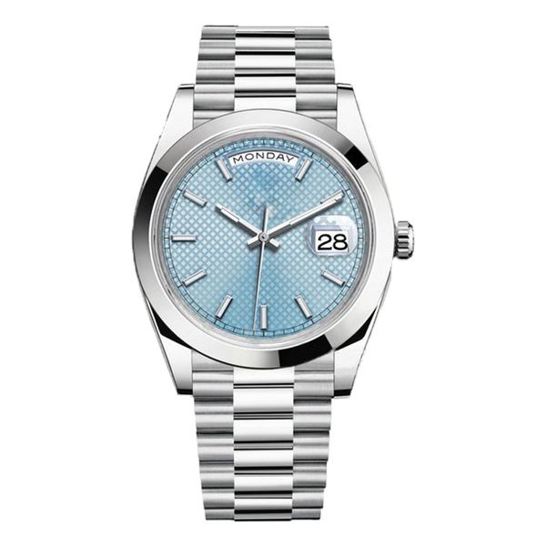 Marca relógio movimento mecânico automático relógios 36 41mm mostrador xadrez azul relógio de aço inoxidável safira pulseira presidencial à prova d'água relógio de casal esporte casual