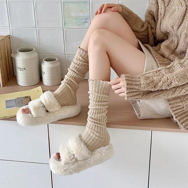 Frauen Socken Y2K Gestrickte Warme Fuß Abdeckung Lolita Lange Weiß Arm Wärmer Damen Herbst Winter Häkeln Boot Manschetten