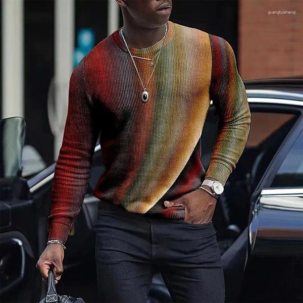 Мужские свитера осень/зима мужской абстрактный индивидуальный пуловер с 3D принтом трикотажная футболка с длинным рукавом тонкие мускулистые мужчины с круглым вырезом22