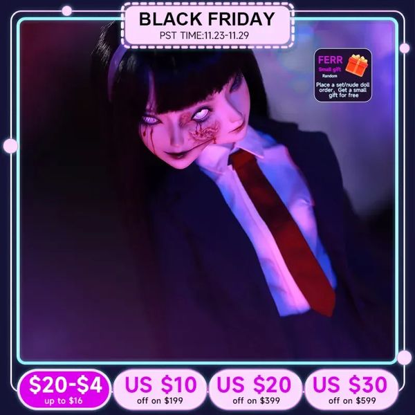 Куклы BJD Doll Two Face 14 Mio Полный набор Double Emotion Conjoined Horror Anime Профессиональный макияж ShugaFairy Minifee Human Ghost 231130