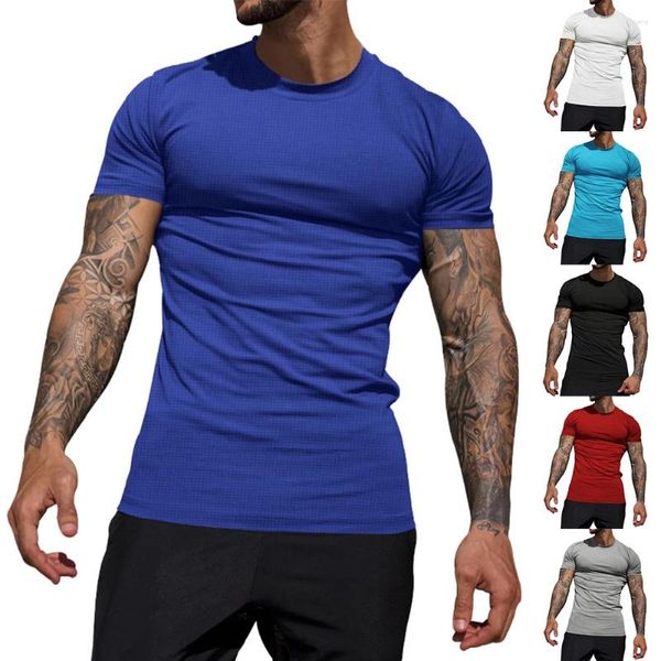 T-shirt da uomo T-shirt ad asciugatura rapida Sport a maniche corte da uomo Top da corsa Estate Muscle Casual Slim Fit Tee Camicetta