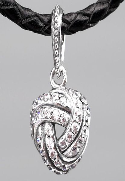 Nodo d'amore scintillante originale con perline pendenti in cristallo misura 925 sterling silver tallone fascino braccialetto di marca braccialetto gioielli fai da te8055001