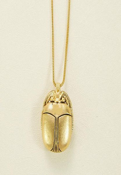 Vintage Goldfarbe Ägyptischer Pharao Design Schmuck Käfer Halskette Vintage Kette Insekt Anhänger Markenschmuck Kupfer 7210758