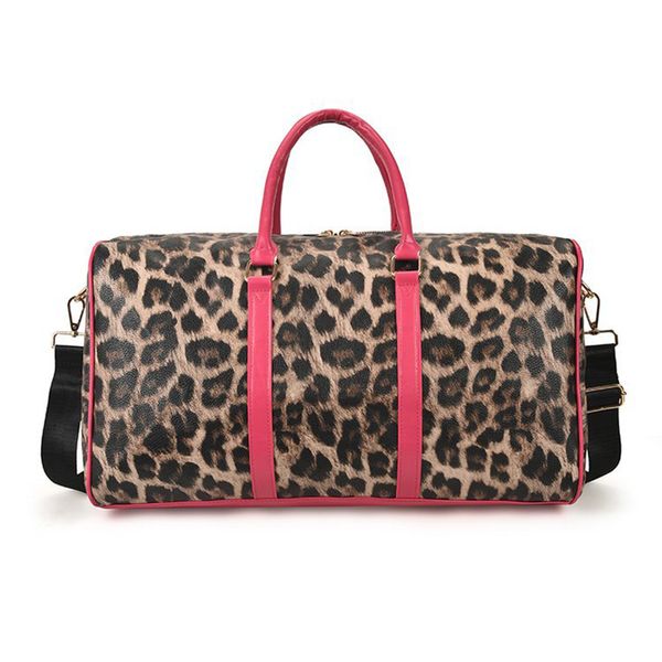 Borsoni leopardati Borsa tote weekender con manici rosa Borsa da viaggio versatile per donna di grande capacità Borsa tote di lusso Tote da notte