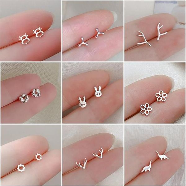 Ohrstecker niedlicher kleiner Mini-Ohrring für Frauen, Kuh, Katze, Hirsch, Krone, Stern, Herz, Blume, Tier, Mädchen, Teenager, Dame, Dating-Schmuck, Geschenk263V