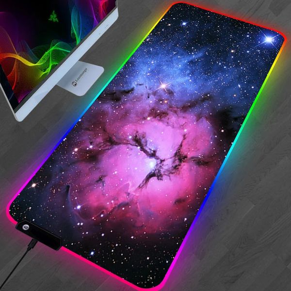 Коврики для мыши Подставки для запястий RGB Galaxy Milky Way Pad Kawaii Игровые аксессуары XL Коврик PC Gamer Completo Компьютер Varmilo Коврик для клавиатуры Коврик для клавиатуры Коврик для мыши 231130