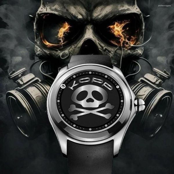 Relógios de pulso Luxo Relógio Automático Esqueleto Relógios Homens 46mm Bolha Vidro Punk Mecânico Crânio Bola Dial Relógios Kafyase 2023