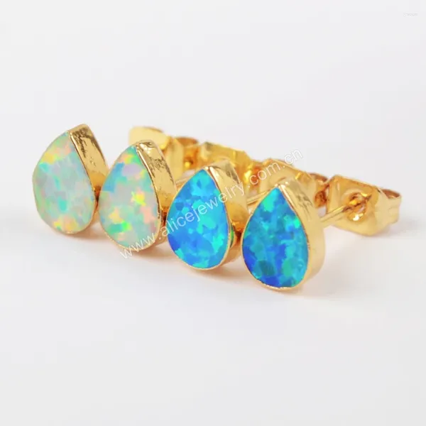 Ohrstecker 2 Paar Wassertropfen Opal für Frauen 18K vergoldet minimalistischer Schmuck 2023 trendiger Ohrring Großhandel