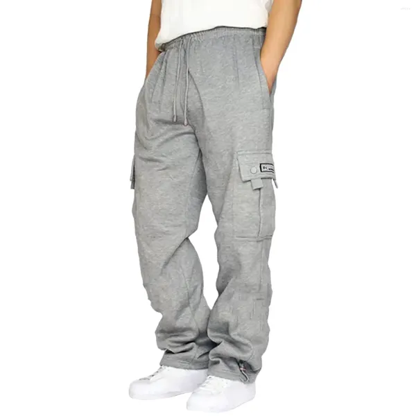 Männer Hosen Sport Casual Hosen Frühling Und Herbst Einfarbig Fleece Warme Jogginghose Große Größe Lose Multi Tasche