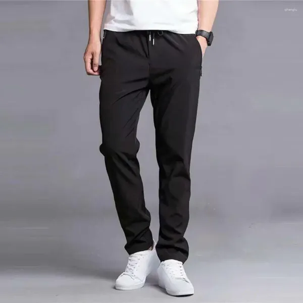 Calças masculinas calças de lã aconchegante elegante inverno joggers quente de pelúcia sweatpants com cintura elástica bolsos macios perna larga design sólido