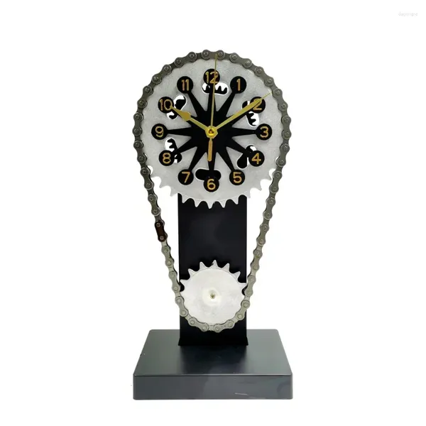 Relógios de mesa Relógio de estilo mecânico europeu com corrente vintage engrenagem rotativa home office timer para decoração