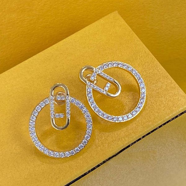 Luxo Stud Big Gold Hoop Brinco Designer Brincos para Mulheres Ear Studs Set Designer Jóias Brinco Dia dos Namorados Presente Engajamento para Noiva Brincos Set Presente