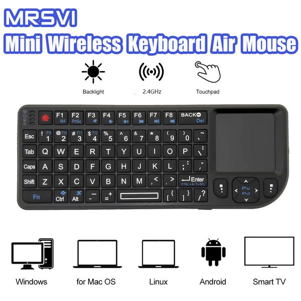Tastiere A8 Mini tastiera wireless 2.4G 7 colori retroilluminato inglese russo spagnolo francese touchpad Air Mouse per Android TV Box PC Tablet 231130