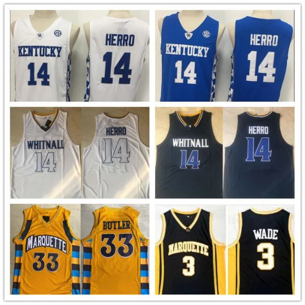 NCAA Kentucky Wildcats Tyler Herro 14 College Jerseys Ed MARQUETTE Jimmy Marquette Golden Eagles WADE 33 Camisas de mordomo